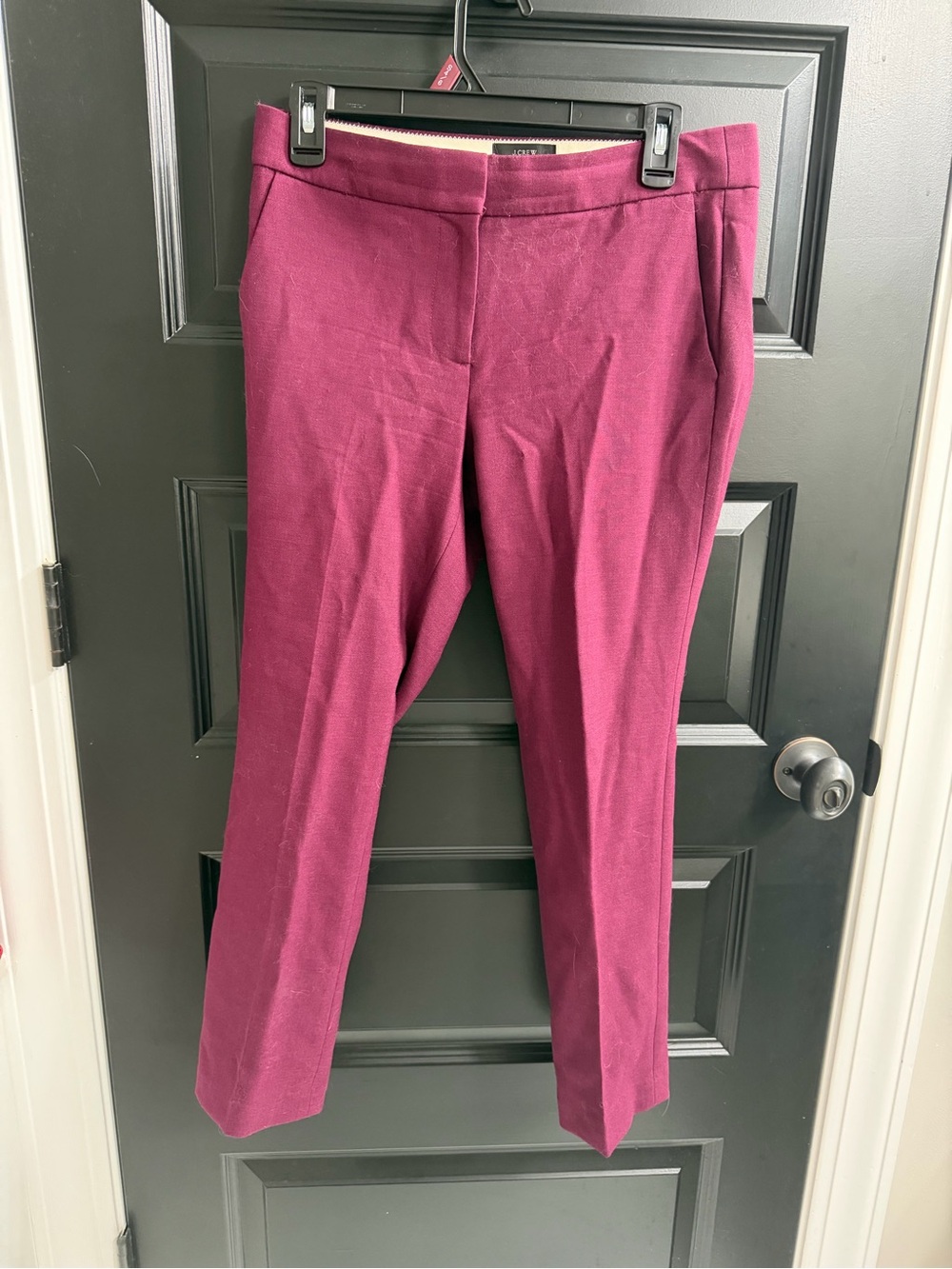 J.Crew Campbell Wool Blend Trousers Size 2 Burgundy Berry